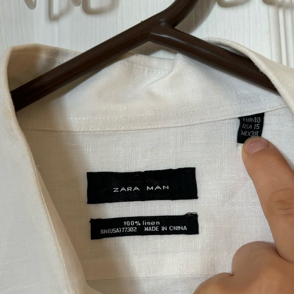 Men’s white collared shirt 100% linen - Picture 3 of 8